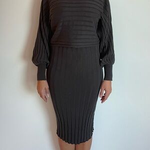 Current Air Dark Gray Long Sleeve Dress